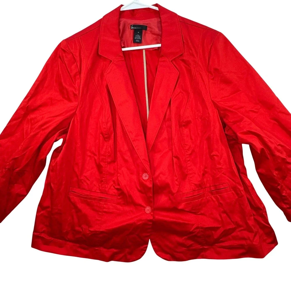 Lane Bryant Blazer Women Plus 28 Red Cotton Stretch Office Workwear Professional